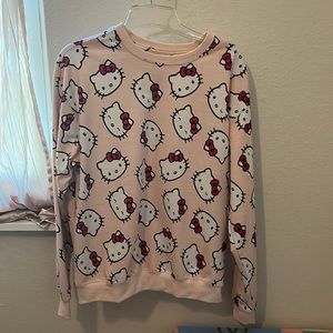 Pink hello kitty fleece crew neck sweatshirt